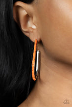 Load image into Gallery viewer, Beaded Bauble - Orange Hoop Earrings