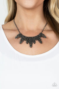 Skyscraping Sparkle - Black Gunmetal Necklace