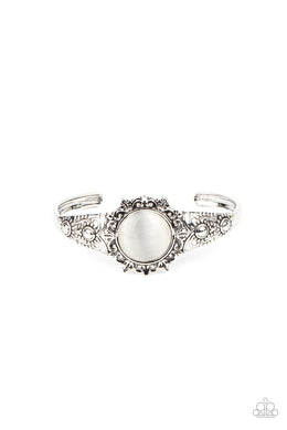 Extravagantly Enchanting - White Cuff Bracelet