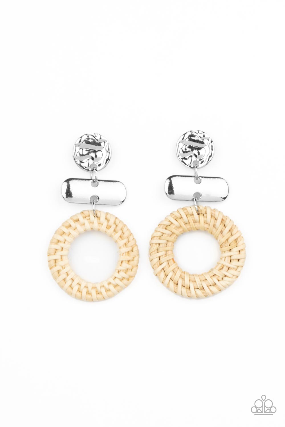 Woven Whimsicality - White Post Earrings