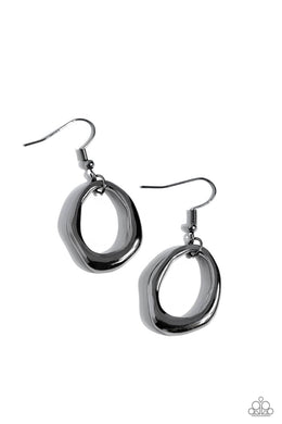 Asymmetrically Artisan - Black Gunmetal Earrings