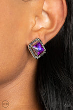 Load image into Gallery viewer, Cosmic Catwalk - Purple Clip-On Earrings
