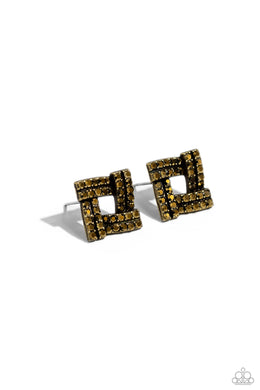 Times Square Scandalous - Brass Post Earrings