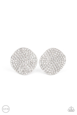 Lunch at the Louvre - White Clip-On Earrings