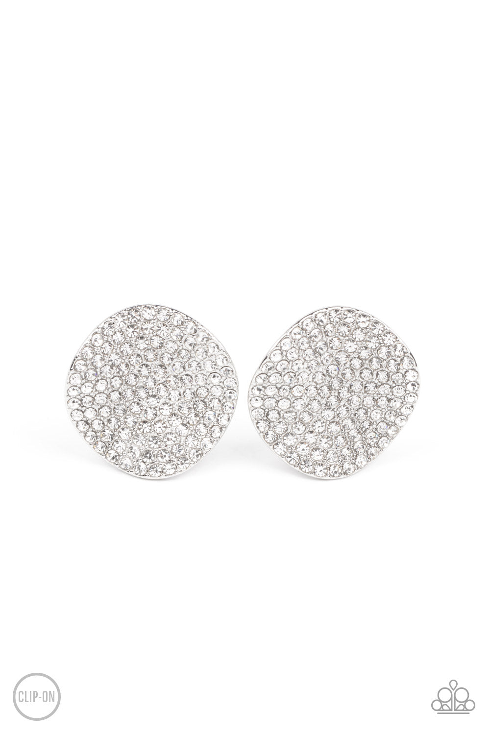 Lunch at the Louvre - White Clip-On Earrings