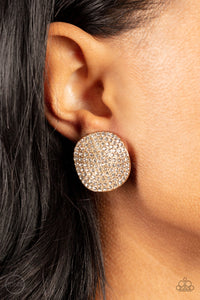 Lunch at the Louvre - Gold Clip-On Earrings