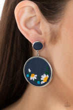 Load image into Gallery viewer, Embroidered Gardens - Blue Post Earrings