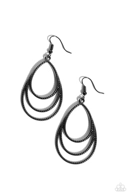 Trendy TIER-Drops - Black Gunmetal Earrings