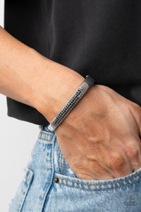 Chart-Topping Twinkle - Black Hinged Bracelet