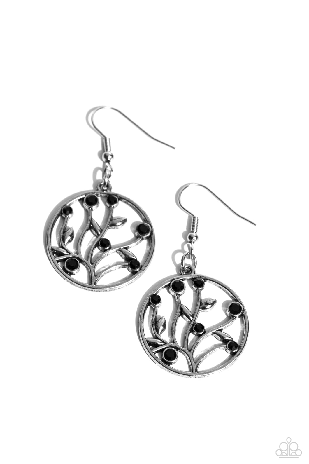 Bedazzlingly Branching - Black Earrings