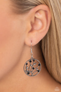 Bedazzlingly Branching - Black Earrings