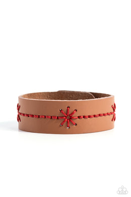 Cross-Stitched Gardens - Red Bracelet