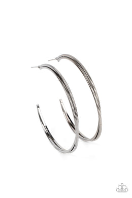 Monochromatic Curves - Black Gunmetal Hoop Earrings