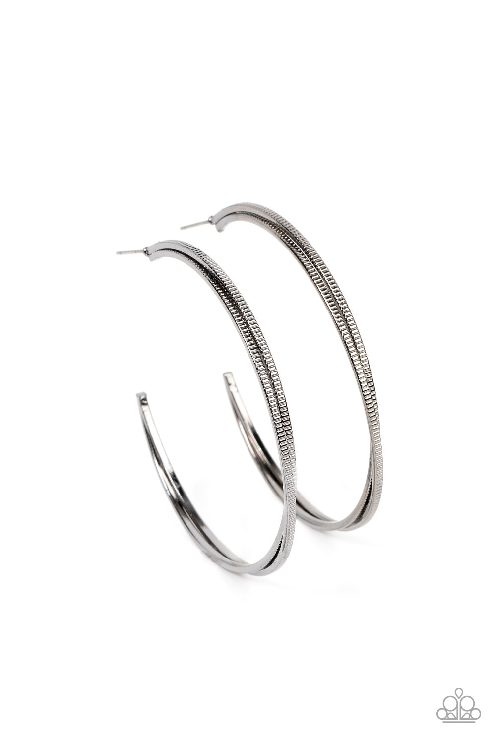 Monochromatic Curves - Black Gunmetal Hoop Earrings