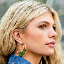 Load image into Gallery viewer, Contemporary Curves - Green Hoop Earrings