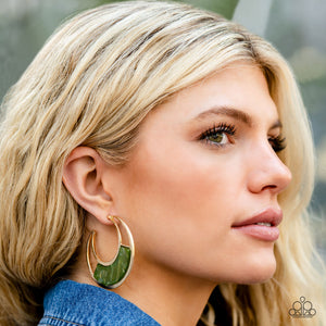 Contemporary Curves - Green Hoop Earrings