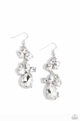 Rhinestone Reveler - White Earrings