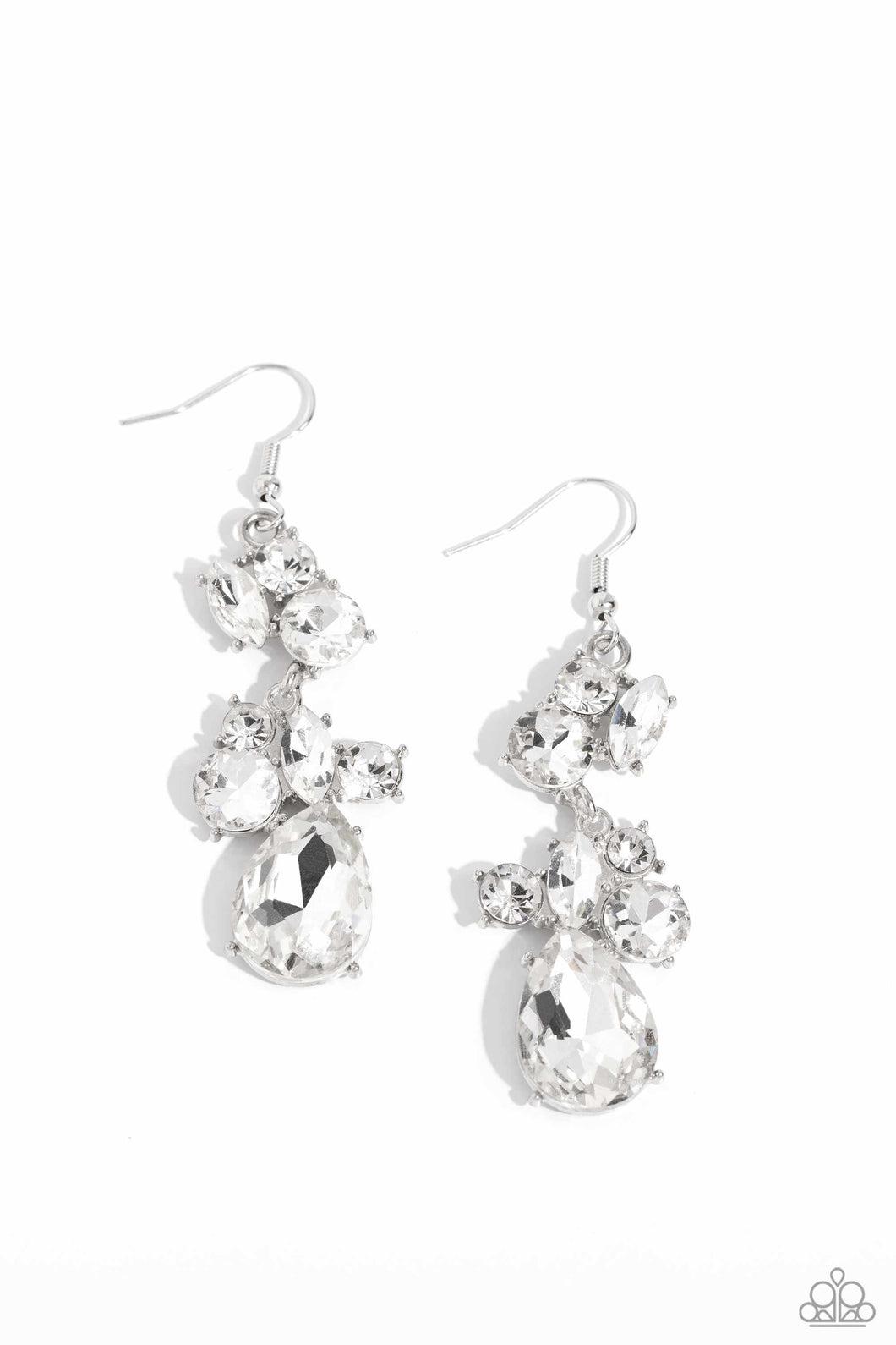Rhinestone Reveler - White Earrings