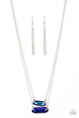 Double Bubble Burst - Blue Necklace