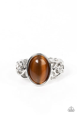 Crystals and Cats Eye - Brown Ring
