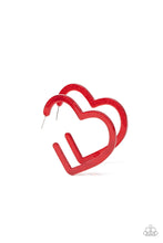 Load image into Gallery viewer, Heart-Throbbing Twinkle - Red Hoop Earrings