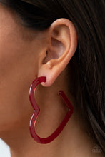 Load image into Gallery viewer, Heart-Throbbing Twinkle - Red Hoop Earrings