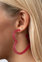 Load image into Gallery viewer, Heart-Throbbing Twinkle - Pink Hoop Earrings