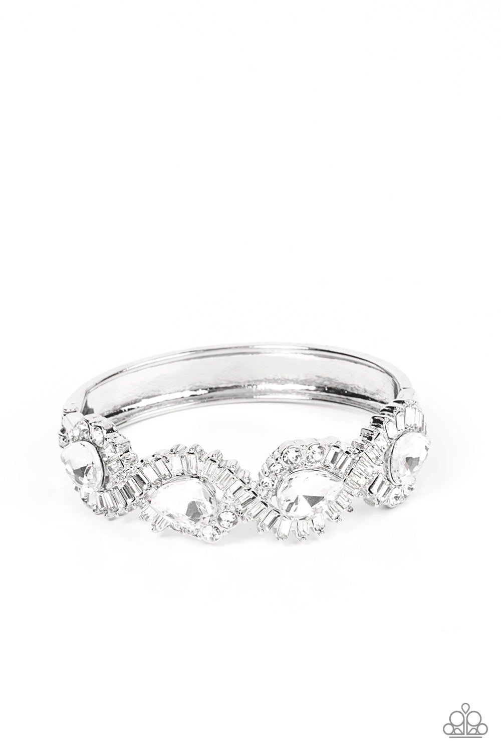 For the Win - White Hinged Bracelet
