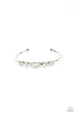 Disarming Dazzle - White Cuff Bracelet