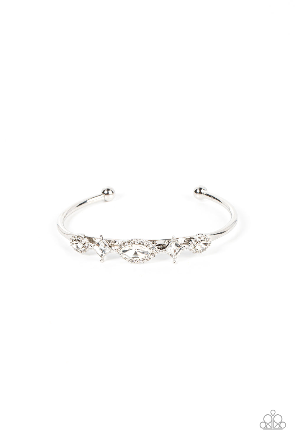 Disarming Dazzle - White Cuff Bracelet