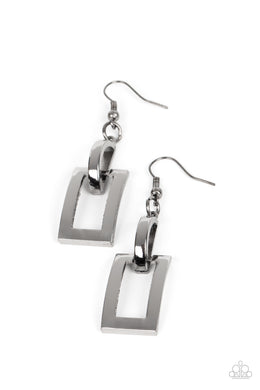 Blazing Buckles - Black Gunmetal Earrings