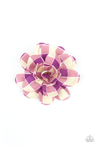 Gingham Garden - Purple Alligator Clip
