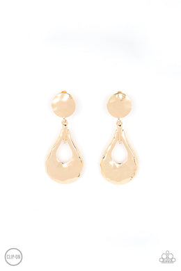 Metallic Magic - Gold Clip-On Earrings