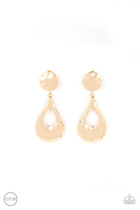 Metallic Magic - Gold Clip-On Earrings
