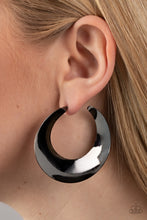 Load image into Gallery viewer, Power Curves - Black Gunmetal Hoop Earrings