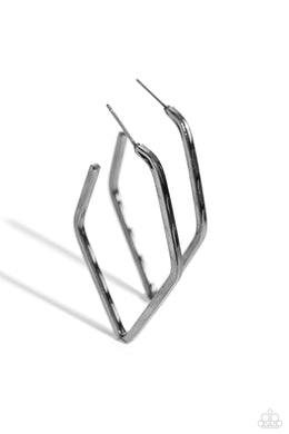 Winning Edge - Black Gunmetal Hoop Earrings