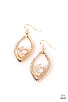 Beautifully Bejeweled - Gold Earrings