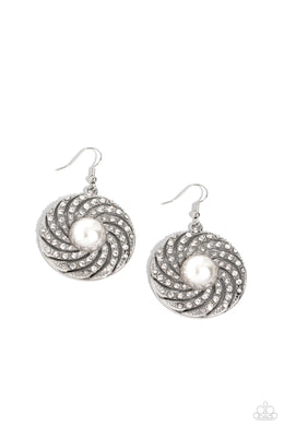 Vintage Vortex - White Earrings
