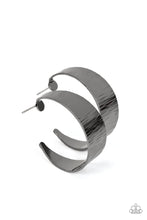 Load image into Gallery viewer, Lecture on Texture - Black Gunmetal Hoop Earrings
