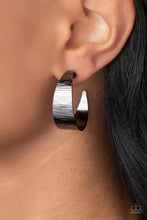 Load image into Gallery viewer, Lecture on Texture - Black Gunmetal Hoop Earrings