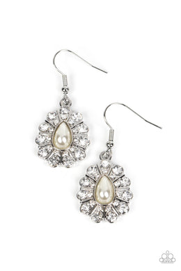 Extroverted Elegance - White Earrings