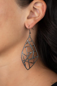 Geo Grid - Black Gunmetal Earrings