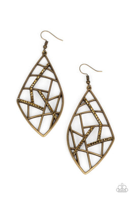 Geo Grid - Brass Earrings