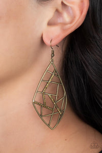 Geo Grid - Brass Earrings