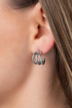 Load image into Gallery viewer, TRIPLE Down - Silver Hoop Earrings