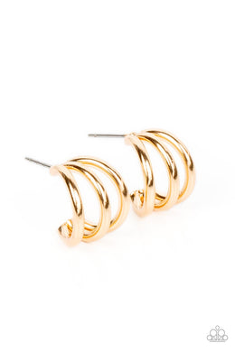 TRIPLE Down - Gold Hoop Earrings