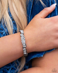 Enticingly Icy - Black Gunmetal Cuff Bracelet