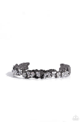 Enticingly Icy - Black Gunmetal Cuff Bracelet