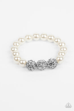 Breathtaking Ball - White Stretchy Bracelet