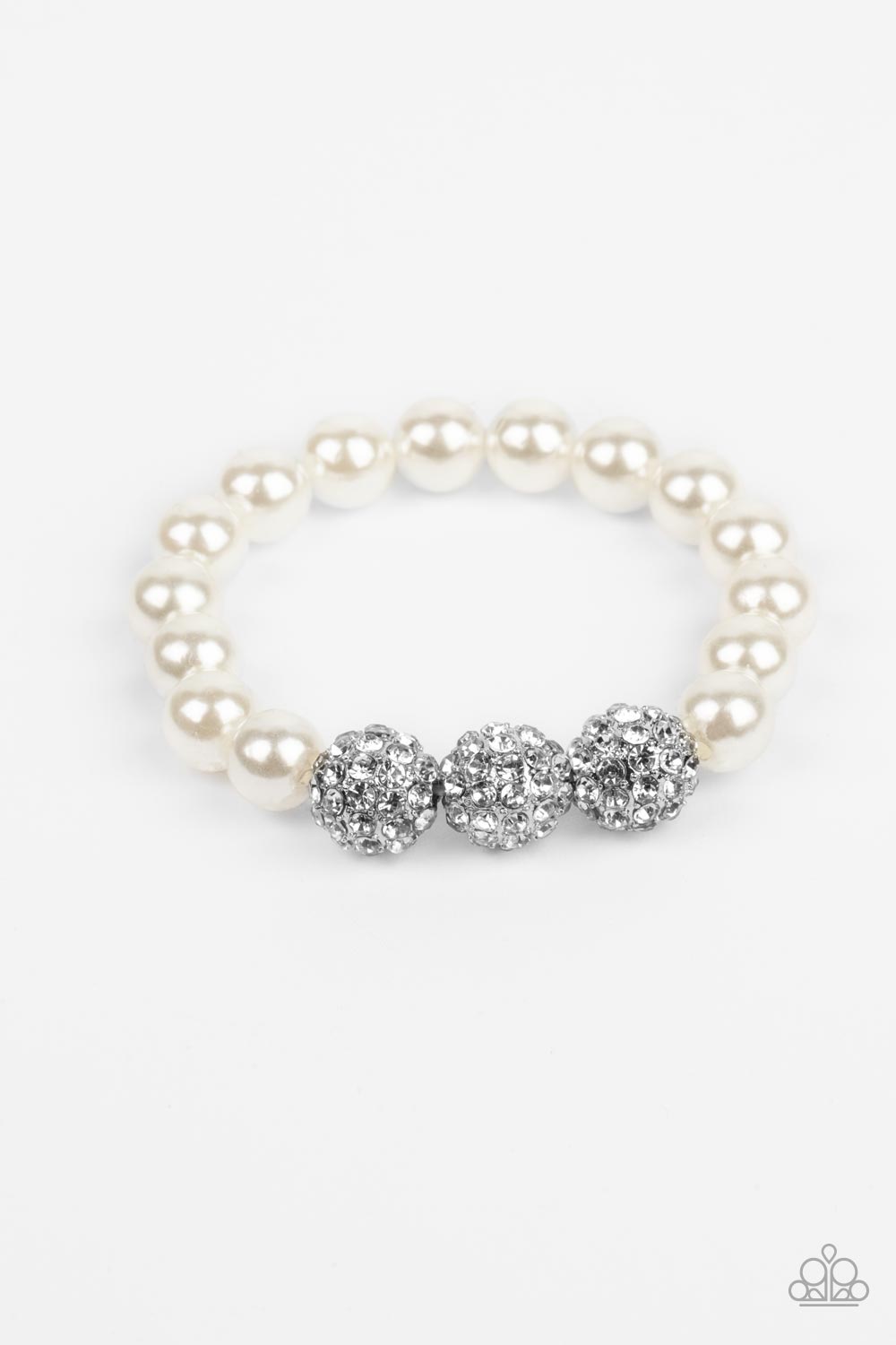 Breathtaking Ball - White Stretchy Bracelet
